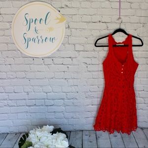 Abercrombie & Fitch Red Lace Button Front Dress
